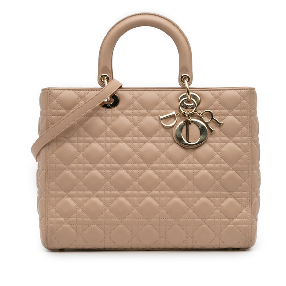 Pre-Loved Dior Large Lambskin Cannage Lady Dior - Picture 1 of 12